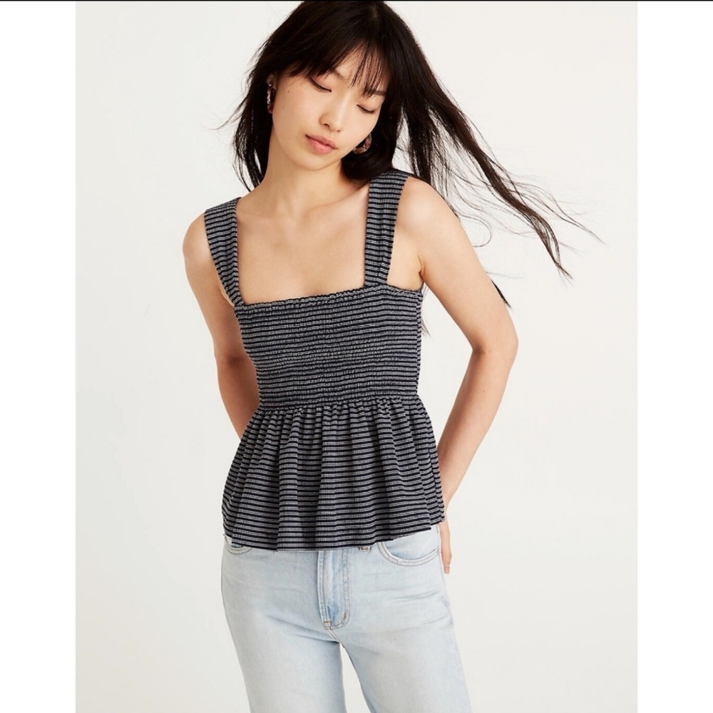 Madewell Texture & Thread Smocked Peplum Tank Top